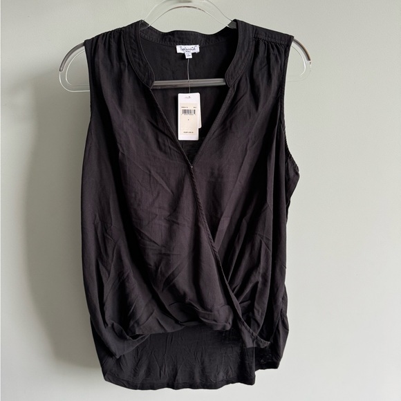 Splendid Black Sleeveless Wrap Blouse - Picture 1 of 8